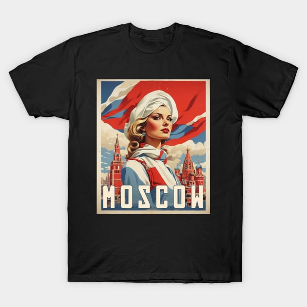 Russia Moscow Woman Moscow Vintage Tourism Poster T-Shirt by TravelersGems